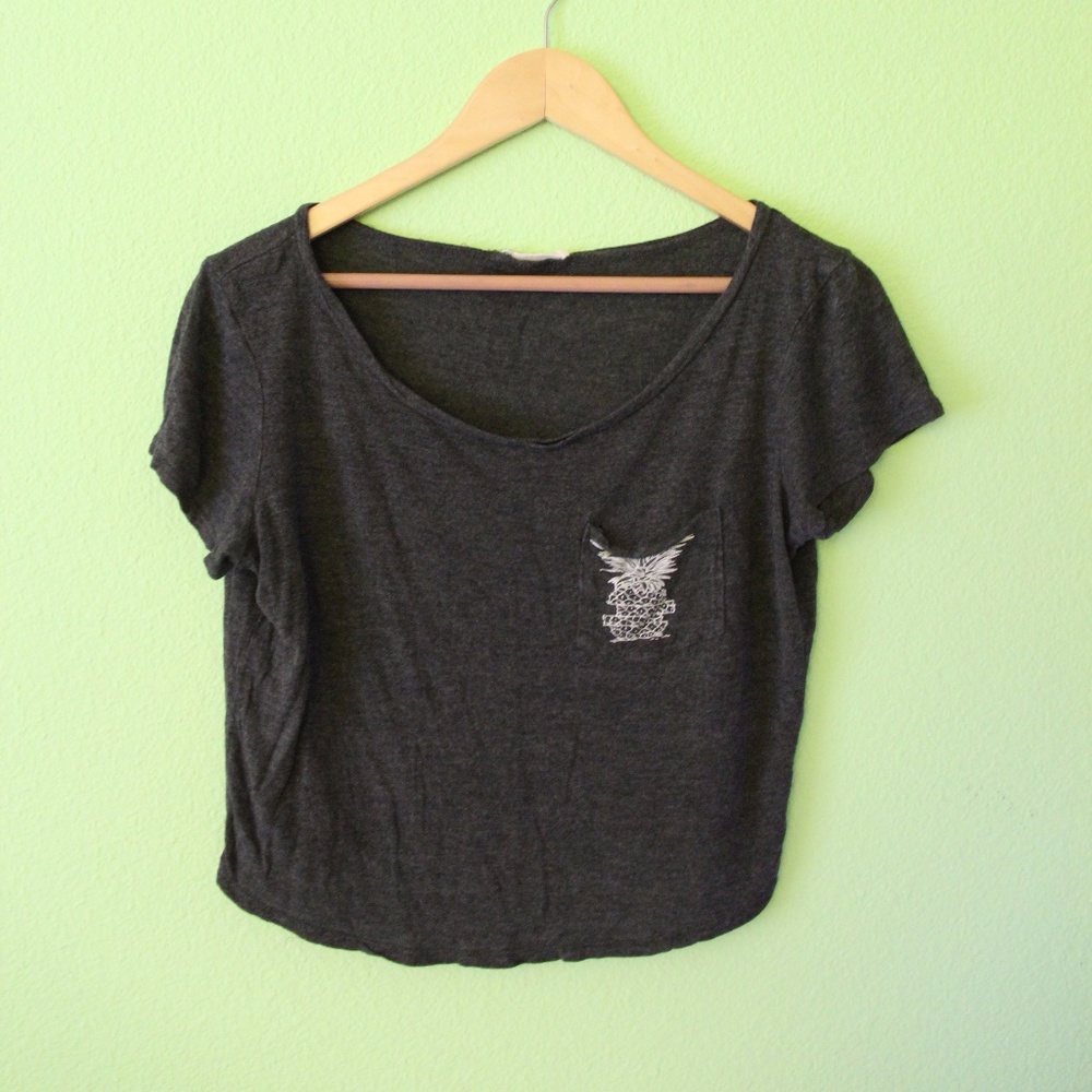Pineapple Print Dark Gray Crop Top